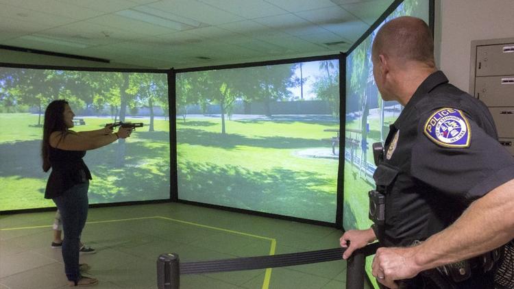 Laser simulation gives Orange Glen students a chance to experience police work